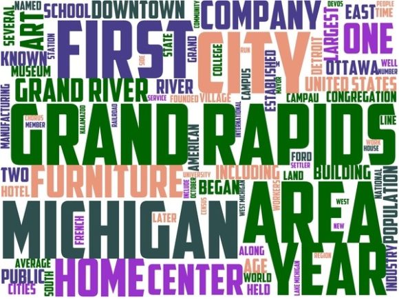 Grand Rapids Wordart Tie Dye: Hand-Drawn Colorful Wordclouds for Creative Expression & Everyday Design